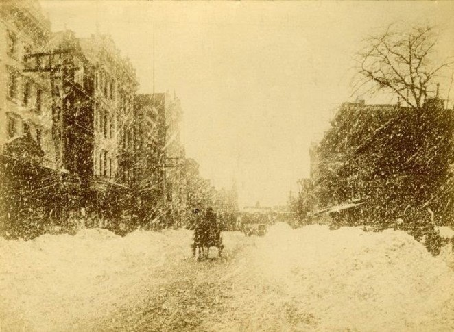 A Blizzard Scene in New York - Looking West on 14th Street toward Sixth Avenue, March 12, 1888